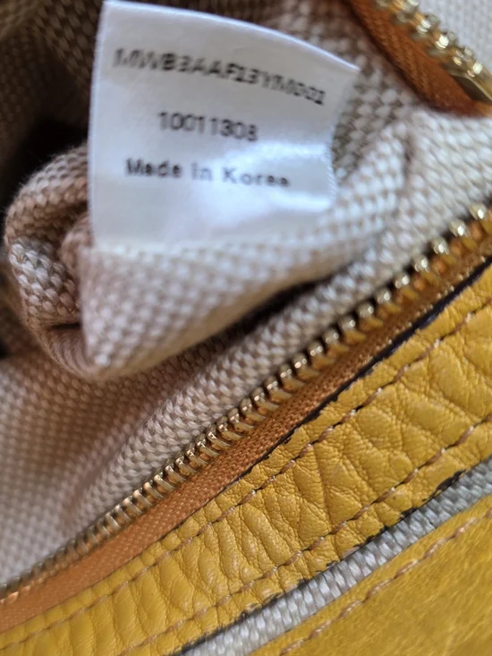 MCM Mustard Yellow Pebbled Leather Crossbody Satchel w/ COA - Picture 8 of 14